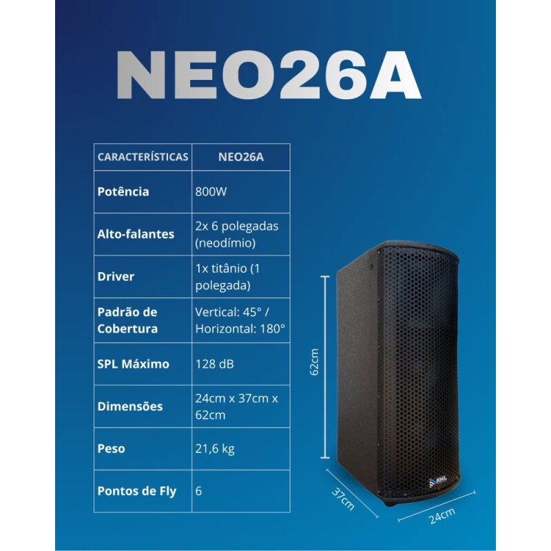 Caixa Acustica Ativa Line Premium NEO26A 2x6