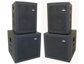 Kit Ativo 4 Caixas 2400W PRO2400 Subwoofer 15" + Médios 10", 12" ou 2x8"