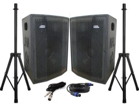  Kit Caixas Ativa + Passiva 1x 15" Ti 1000W + Tripés + Cabos