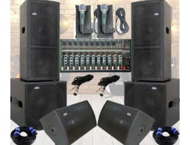 Kit Minha Banda 350P - Sistema completo de PA, Retornos, Mesa de som, Cabos
