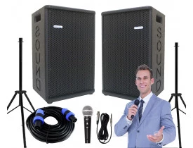 Kit "P40" para Oratória Louvor Campanha c/ 2 Caixas Microfone Pedestais