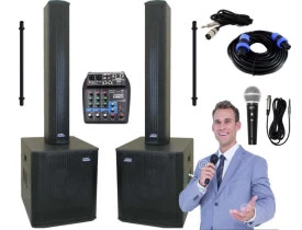 Kit "P150" para Oratória Louvor Campanha c/ Mesa de som 4 Caixas 2 Microfones 2 Pedestais