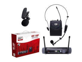 Microfone Sem Fio Duplo MXT Headset Lapela UHF-10bp